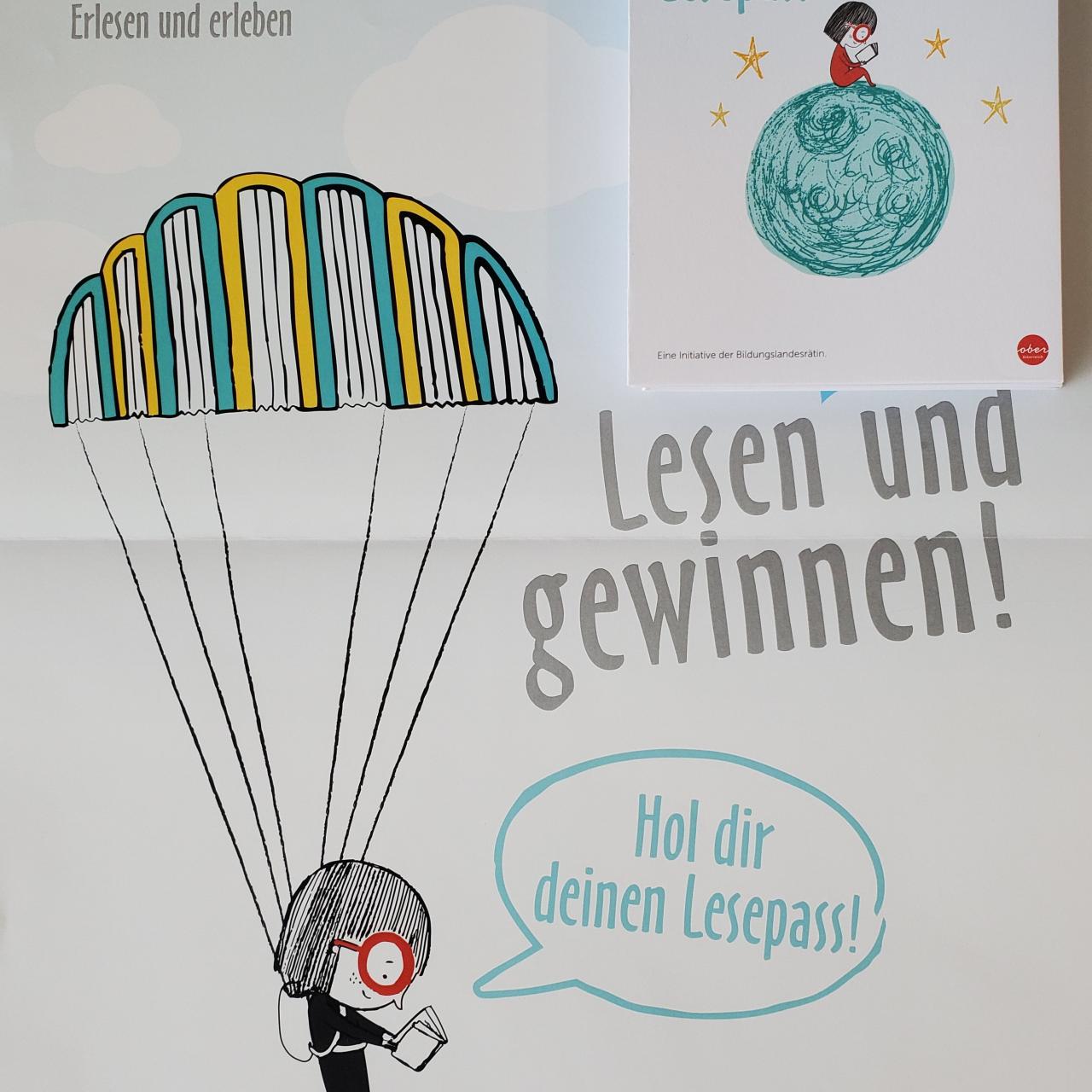 Fallschirm auf Plakat gezeichnet